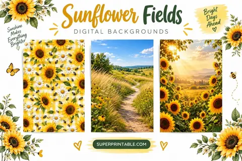 12+ Sunflower Fields Digital Backgrounds Feature Image