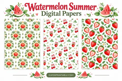 12+ Watermelon Summer Digital Papers Feature Image