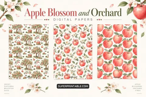 20+ Apple Blossom and Orchard Digital Papers Feature Image