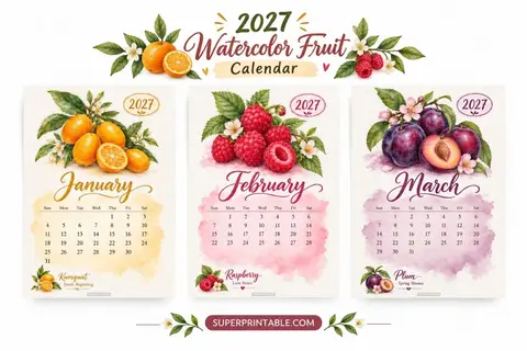2027 Watercolor Fruit Calendar Feature Image