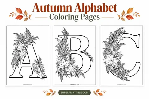 Autumn Alphabet Coloring Pages Feature Image