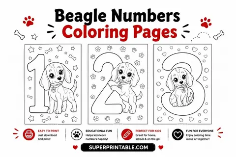 Beagle Numbers Coloring Pages Feature Image