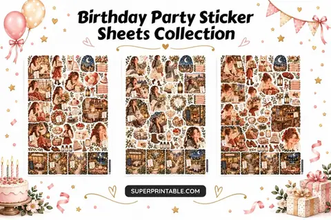 Birthday Party Sticker Sheets Collection Feature Image