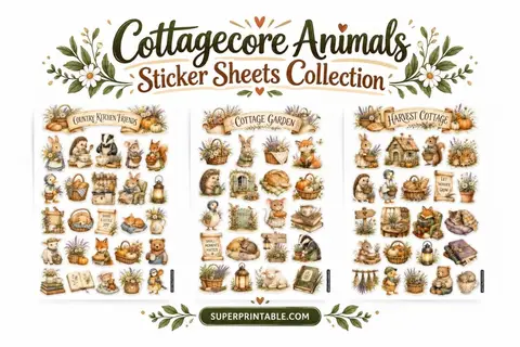 Cottagecore Animals Sticker Sheets Collection Feature Image