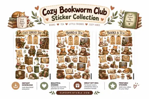 Cozy Bookworm Club Sticker Collection Feature Image