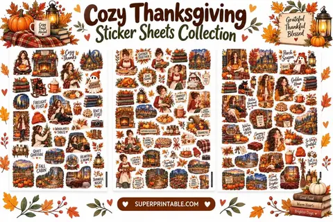 Cozy Thanksgiving Sticker Sheets Collection Feature Image