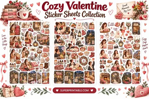 Cozy Valentine Sticker Sheets Collection Feature Image