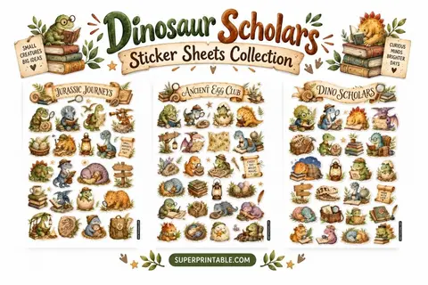 Dinosaur Scholars Sticker Sheets Collection Feature Image