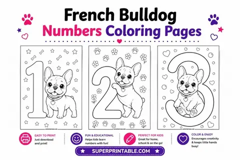 French Bulldog Numbers Coloring Pages Feature Image
