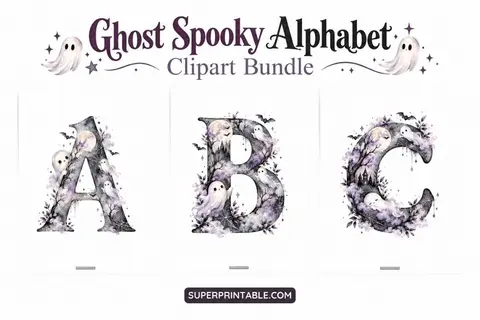 Ghost Spooky Alphabet Clipart Bundle Feature Image