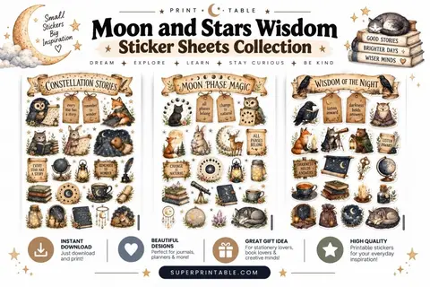 Moon and Stars Wisdom Sticker Sheets Collection Feature Image
