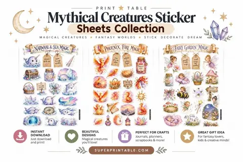 Mythical Creatures Sticker Sheets Collection Feature Image