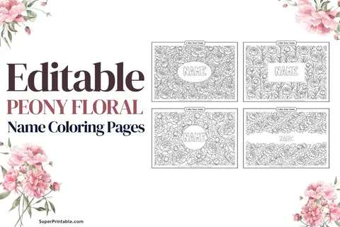 Peony Floral Name Coloring Pages