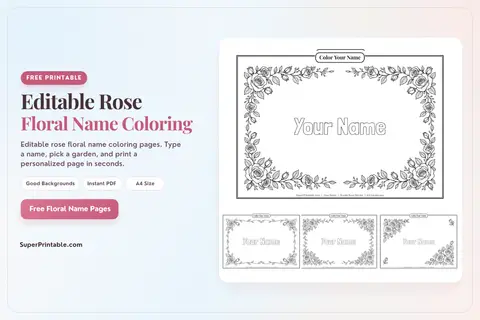 Rose Floral Name Coloring