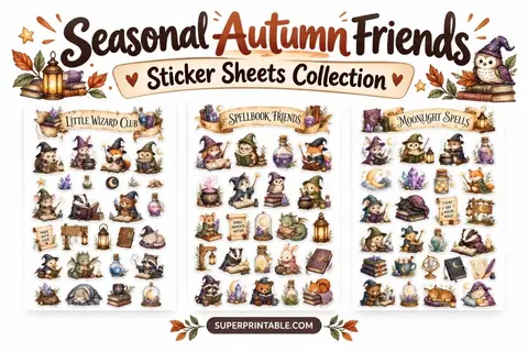 Seasonal Autumn Friends Sticker Sheets Collection Feature Image