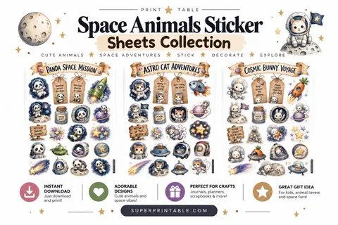 Space Animals Sticker Sheets Collection Feature Image