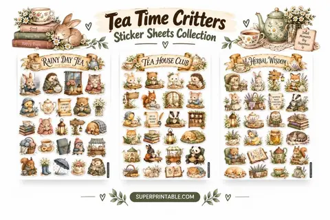Tea Time Critters Sticker Sheets Collection Feature Image
