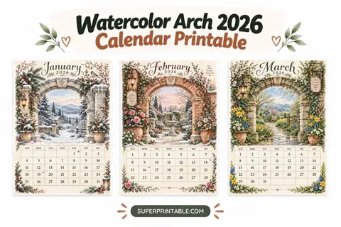 Watercolor Arch 2026 Calendar Printable Feature Image