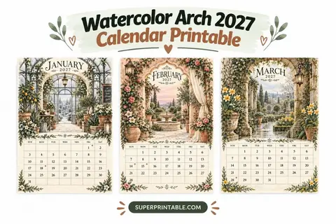 Watercolor Arch 2027 Calendar Printable Feature Image