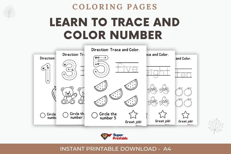 10 Free Learn to Trace and Color Number