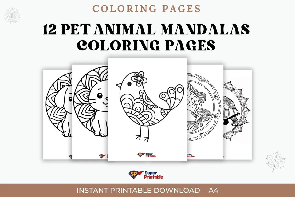 12 Pet Animal Mandalas Coloring Pages to Print and Enjoy