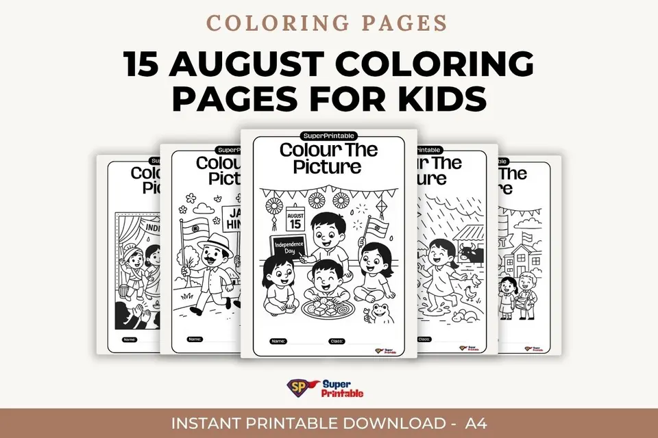 15 August Coloring Pages for Kids: Fun & Easy Independence Day Scenes