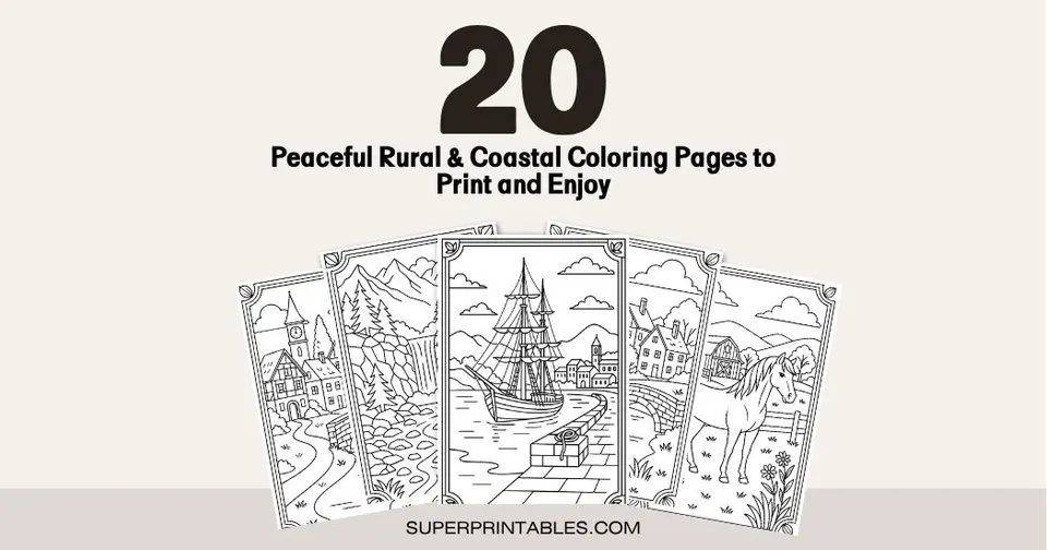 20 Peaceful Rural & Coastal Coloring Pages to Print and Enjoy