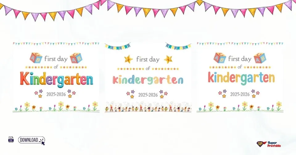 First Day of Kindergarten Sign 2025-2026 | Back to School Printable Photo Prop | Instant Digital Download
