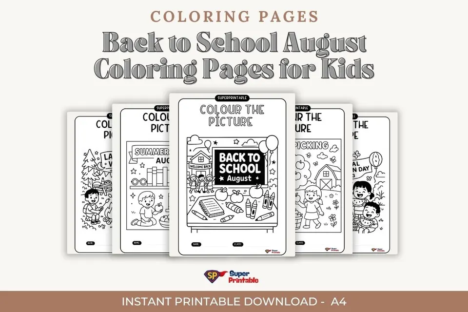 Back to School August Coloring Pages for Kids
