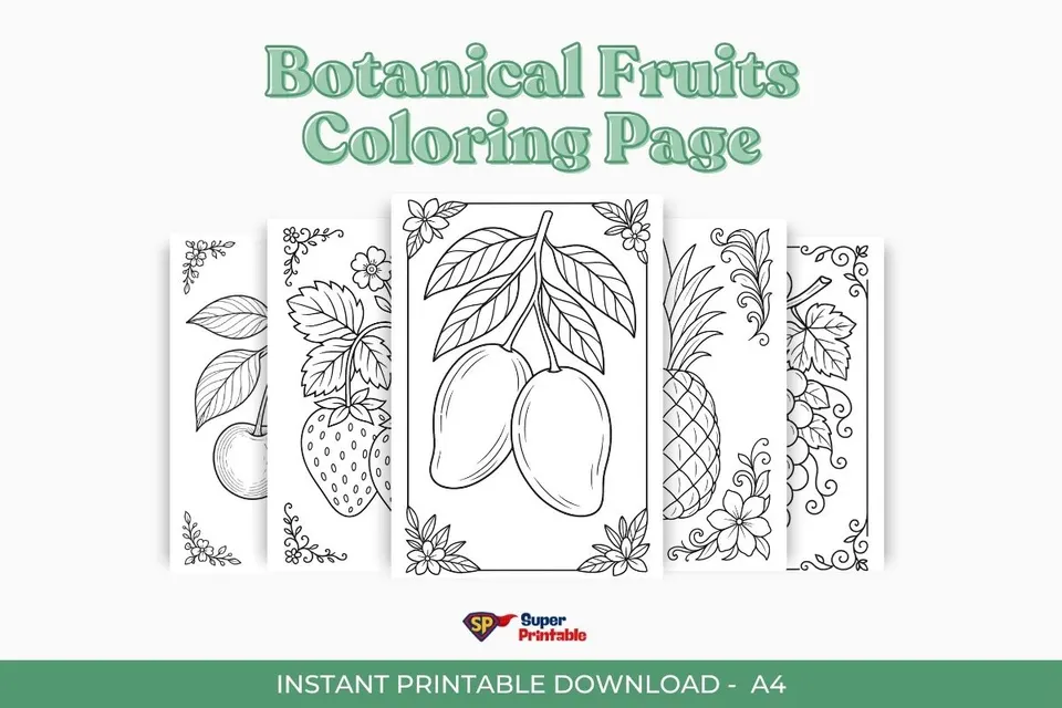 11 Botanical Fruits Coloring Page - Printables for Kids