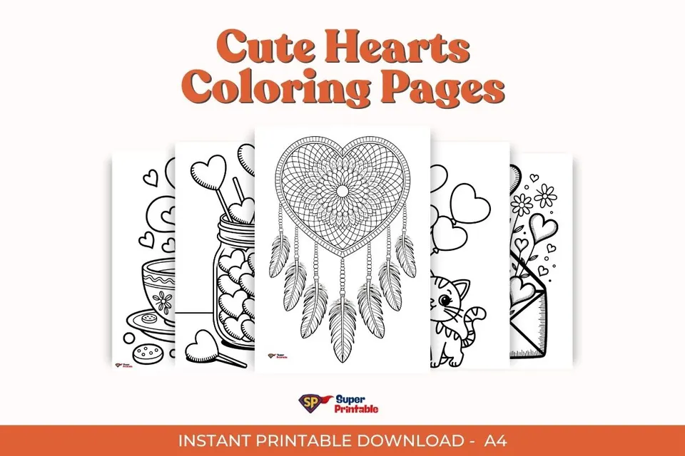 13 Cute Hearts Coloring Pages