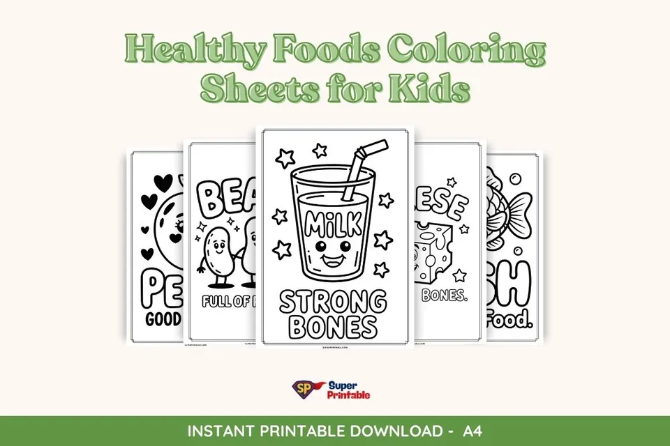 20+ Healthy Foods Coloring Sheets for Kids
