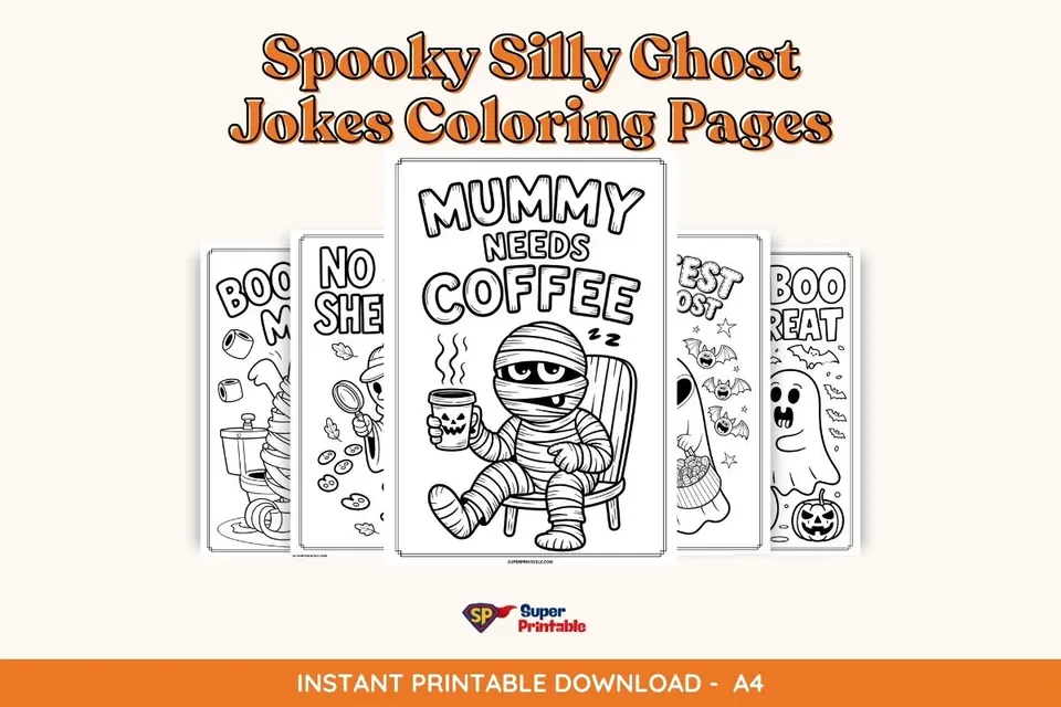 20 Spooky Silly Ghost Jokes Coloring Sheets