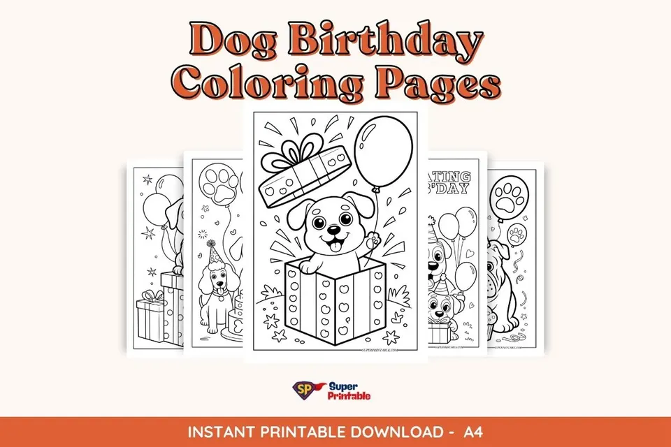 22 Dog Birthday Coloring Pages