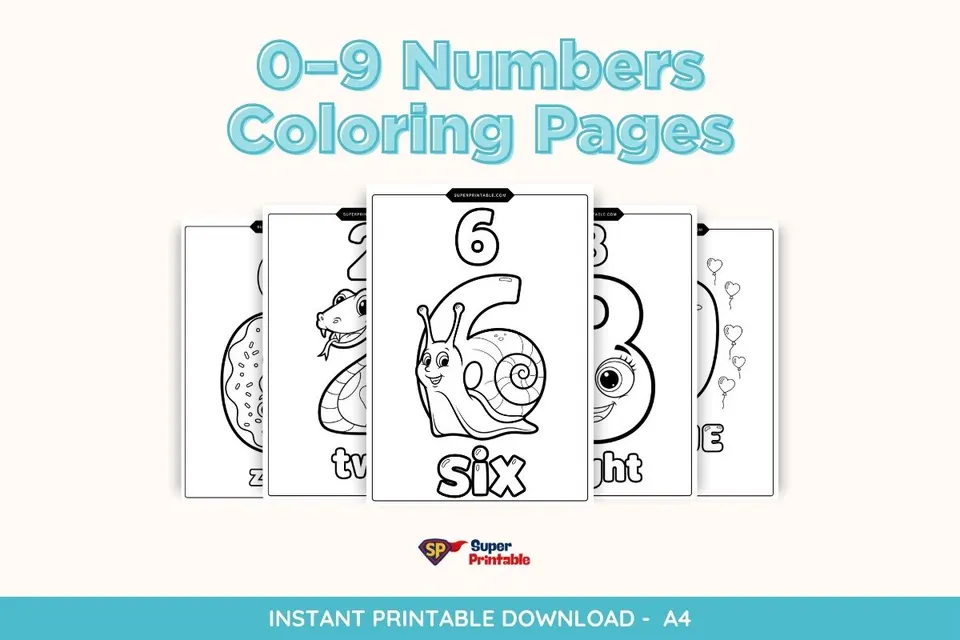 0–9 Numbers Coloring Pages: Printables for Kids
