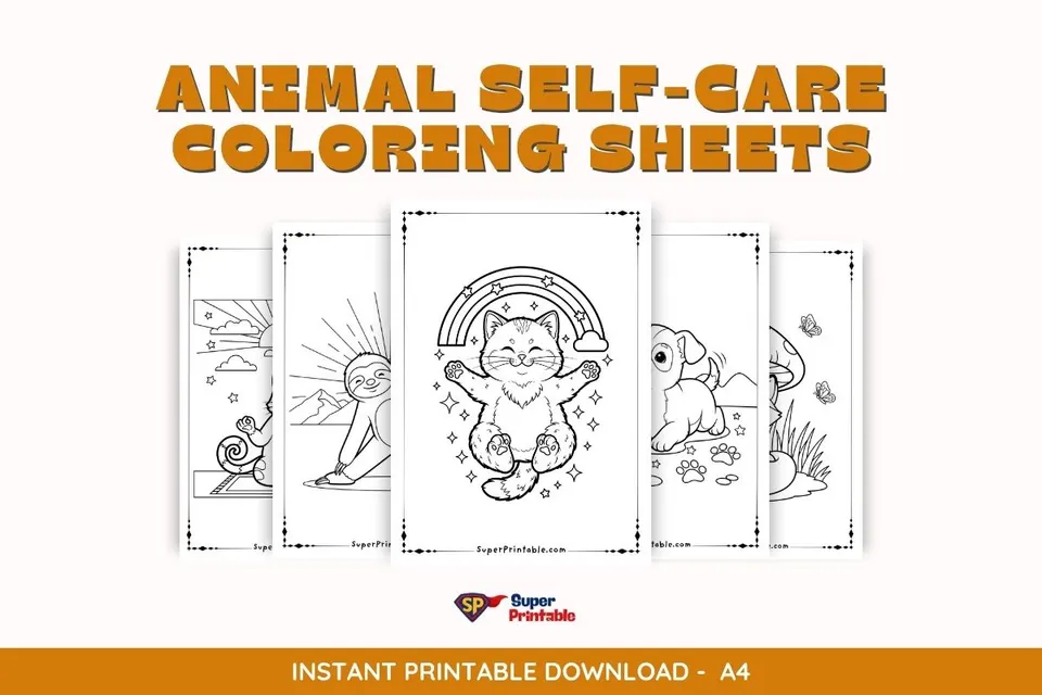 36 Animal Self-Care Coloring Sheets: Printables for Kids
