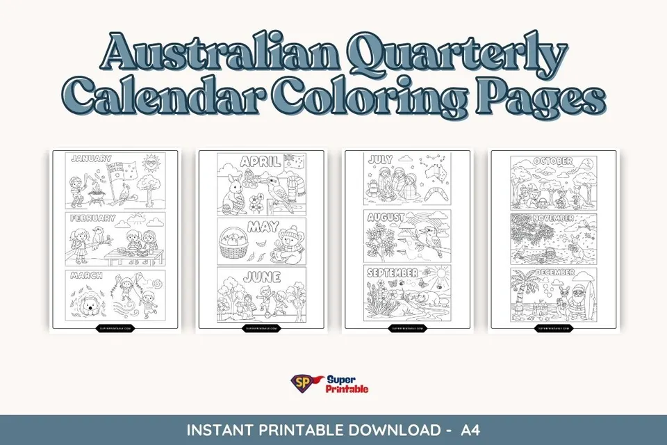 Australian Quarterly Calendar Coloring Pages