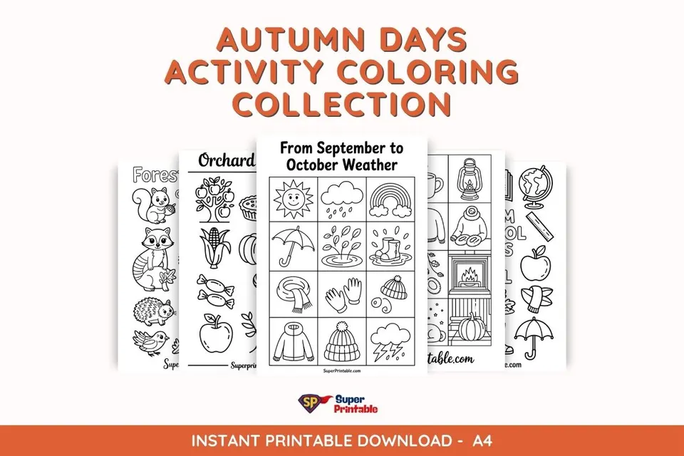 13 Autumn Days Activity Coloring Collection