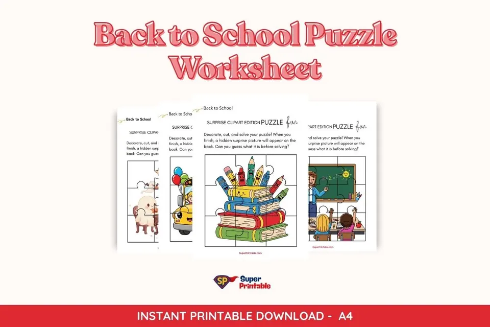 4 Back to School Puzzle Worksheet
