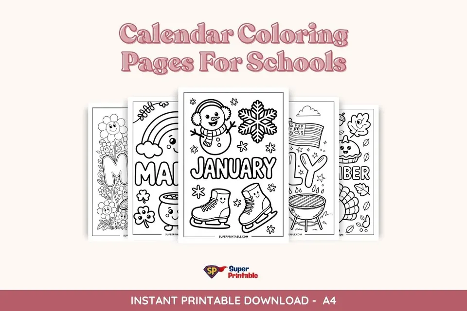 Calendar Coloring Pages For Schools