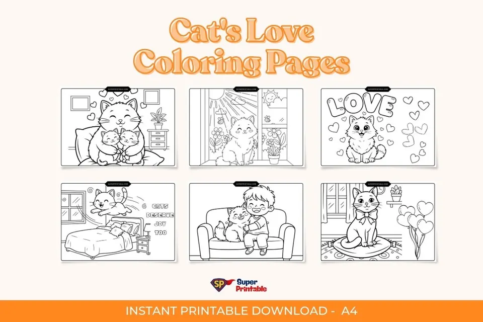 20 Cat's Love Coloring Pages