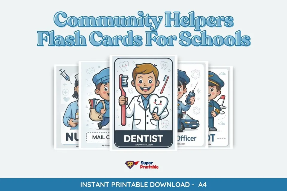 12 Community Helpers Flash Cards For Schools