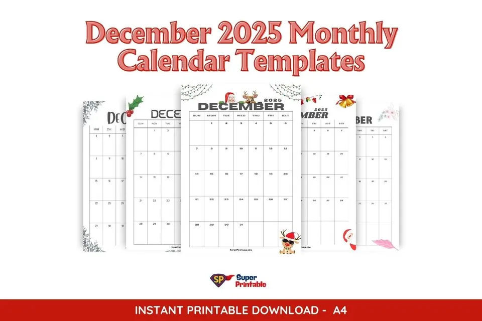 26 December 2025 Monthly Calendar Templates