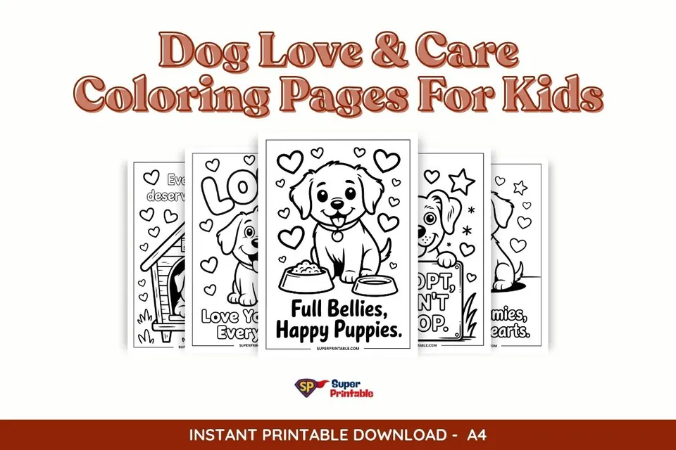 20 Dog Love & Care Coloring Pages For Kids