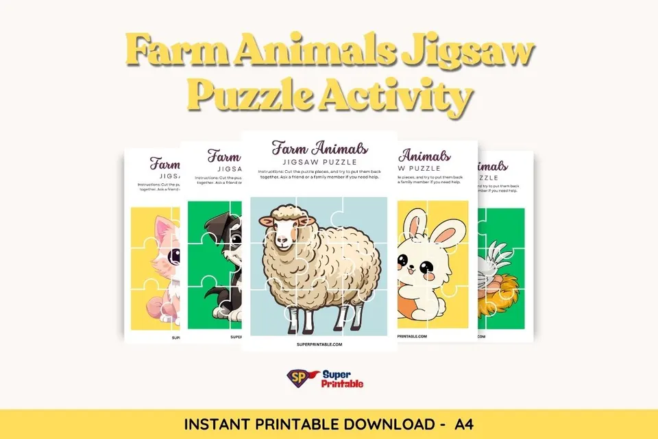 10+ Farm Animals Jigsaw Puzzle Activity