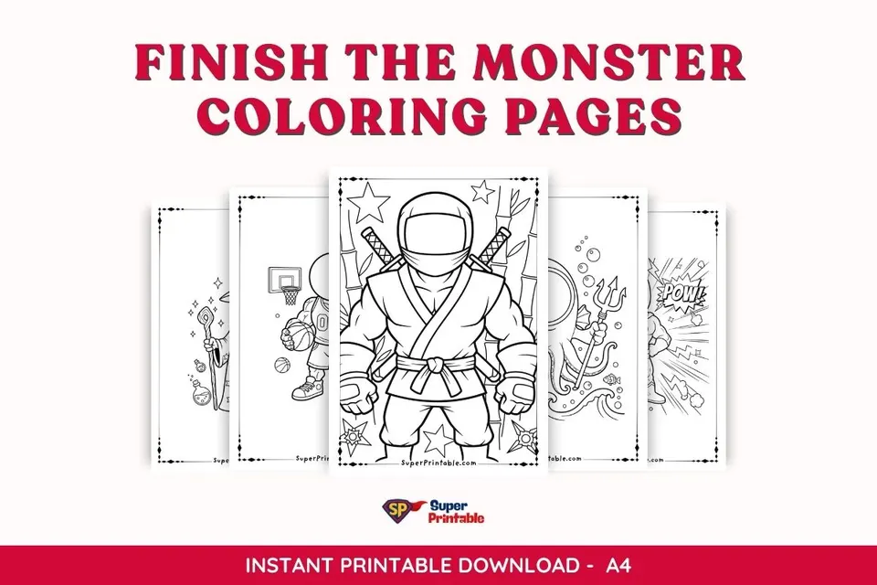 20 Finish the Monster Coloring Pages