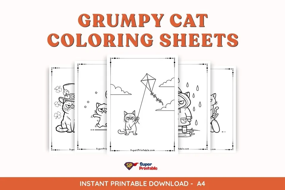 70 Funny Grumpy Cat Coloring Pages & Cat Lovers