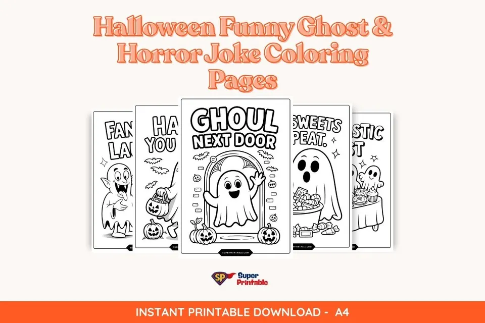 20+ Halloween Funny Ghost & Horror Joke Coloring Pages