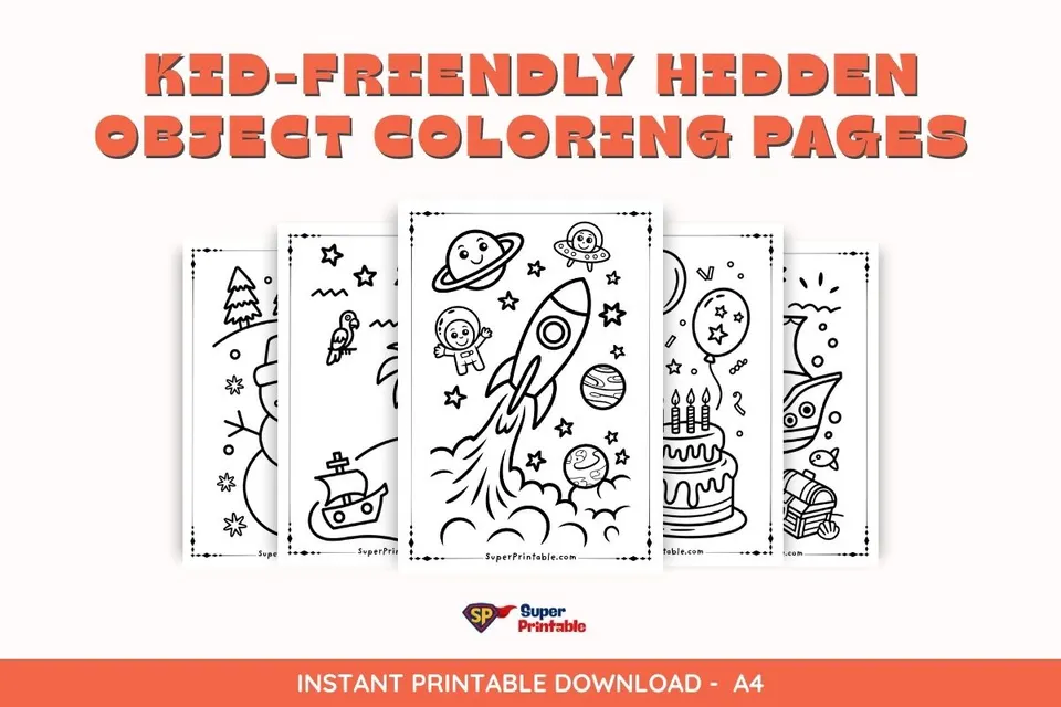 Kid-Friendly Hidden Object Coloring Pages