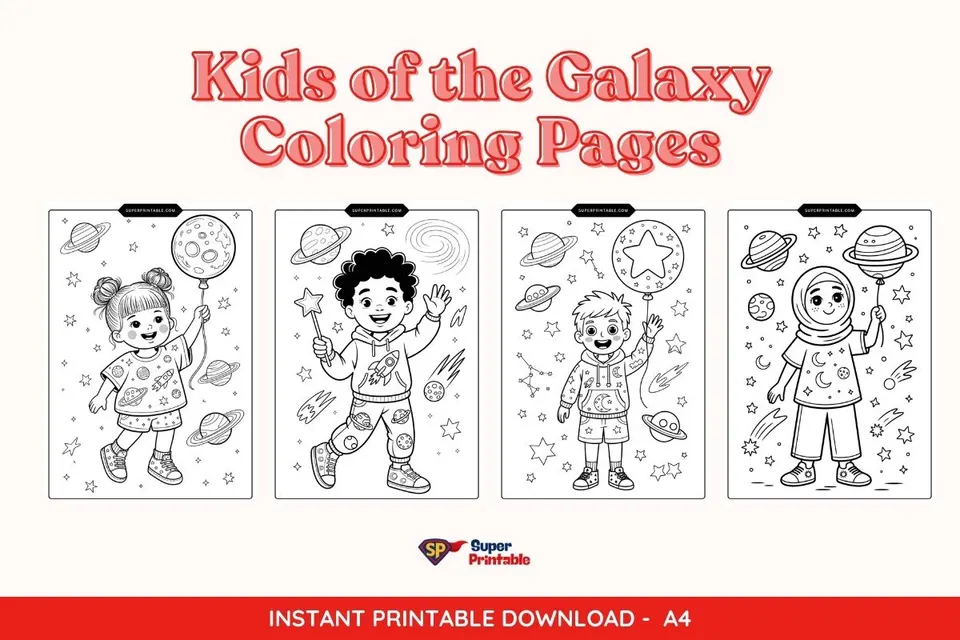 Kids of the Galaxy Coloring Pages
